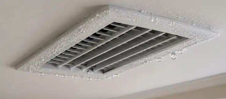 Condensation forming around an AC vent in a Florida home