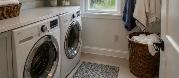 High humidity conditions in a Florida laundry room affecting indoor air and moisture balance