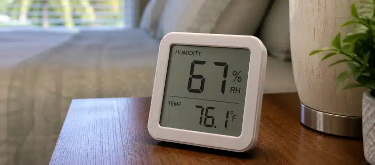 Humidity monitor showing 67% humidity in a Florida home
