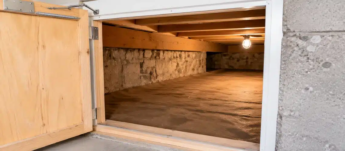 crawlspace access beneath a Maine or New Hampshire home