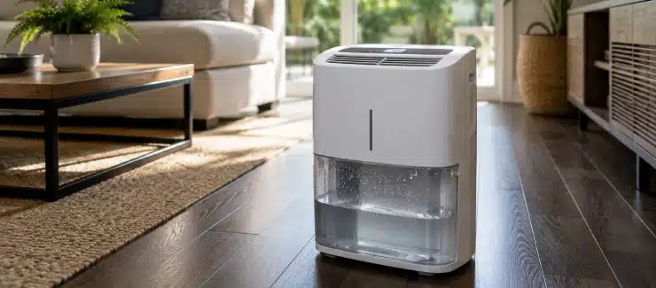 Portable dehumidifier running in a Florida home