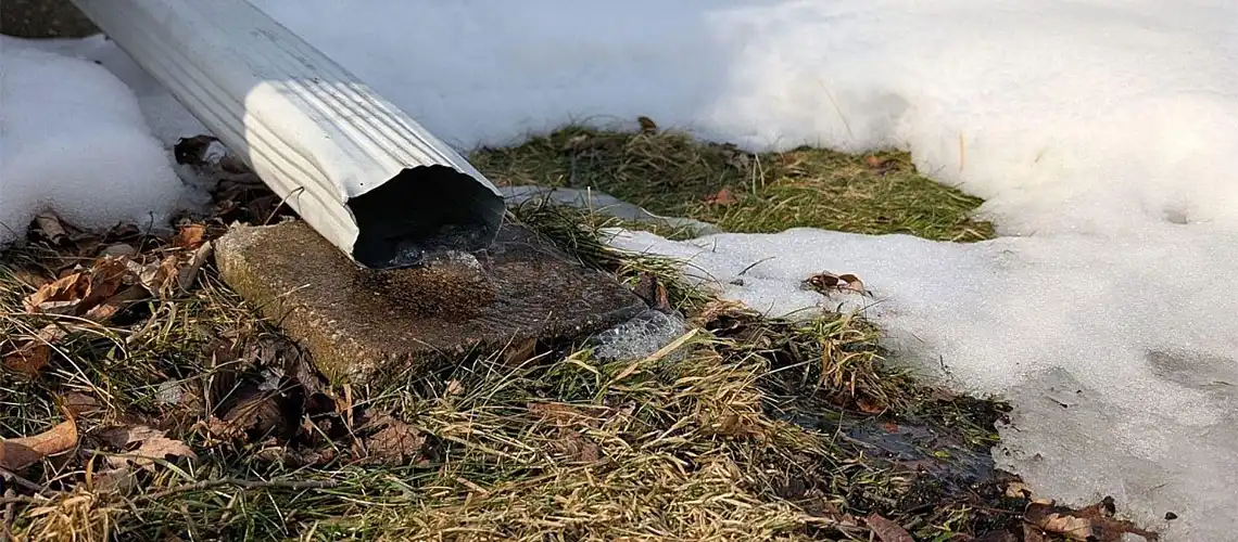 Water intrusion near foundation in Maine home after snowmelt accumulation