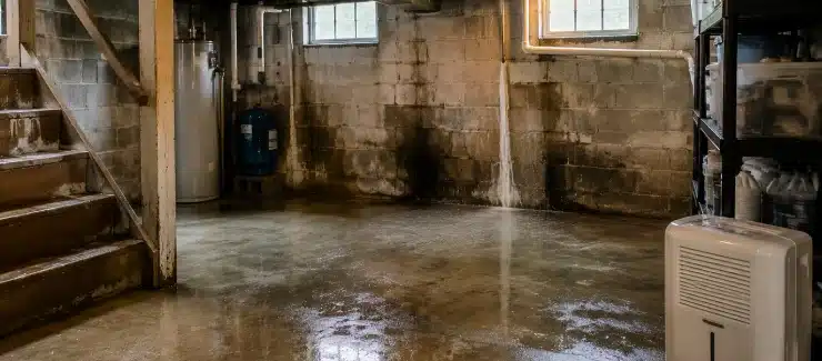 subtle moisture near a window after heavy rain in a Maine or New Hampshire home